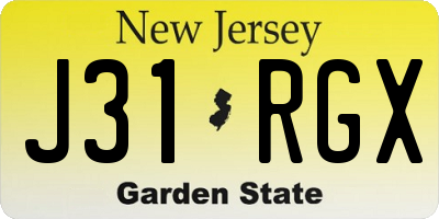 NJ license plate J31RGX
