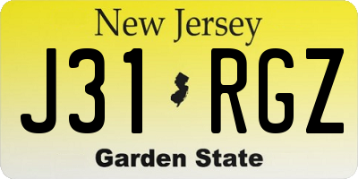 NJ license plate J31RGZ