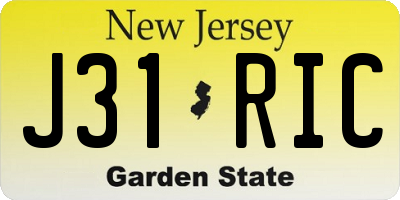 NJ license plate J31RIC