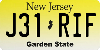 NJ license plate J31RIF