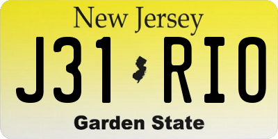 NJ license plate J31RIO