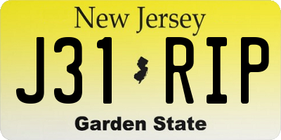 NJ license plate J31RIP