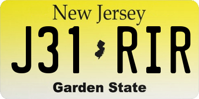 NJ license plate J31RIR