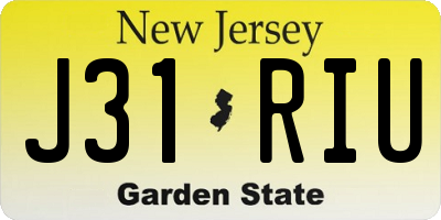 NJ license plate J31RIU
