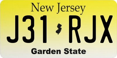 NJ license plate J31RJX