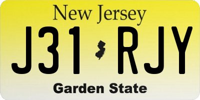 NJ license plate J31RJY