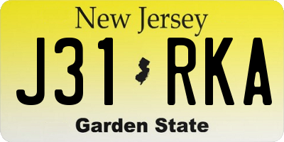 NJ license plate J31RKA