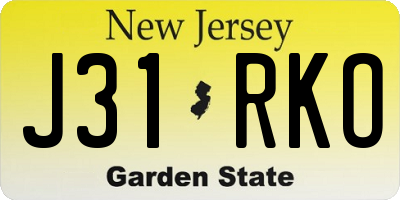 NJ license plate J31RKO