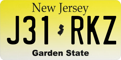 NJ license plate J31RKZ
