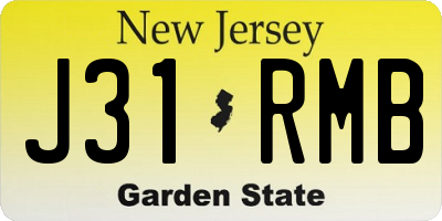 NJ license plate J31RMB