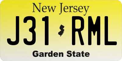 NJ license plate J31RML