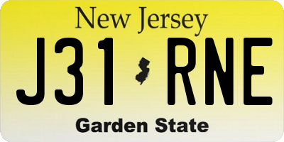 NJ license plate J31RNE