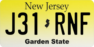 NJ license plate J31RNF