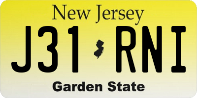 NJ license plate J31RNI