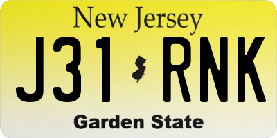 NJ license plate J31RNK