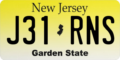 NJ license plate J31RNS