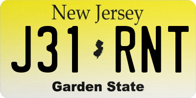 NJ license plate J31RNT