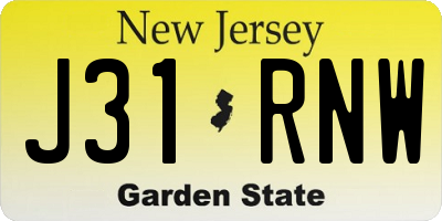 NJ license plate J31RNW