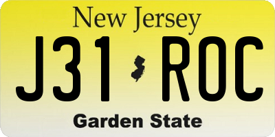 NJ license plate J31ROC