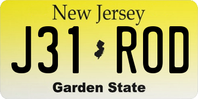 NJ license plate J31ROD