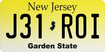 NJ license plate J31ROI