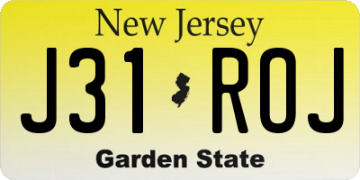 NJ license plate J31ROJ