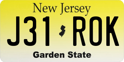NJ license plate J31ROK