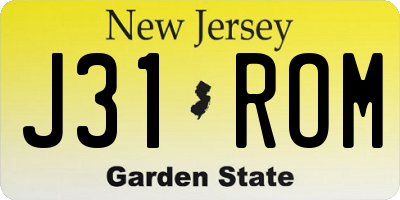 NJ license plate J31ROM