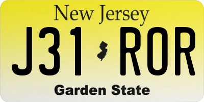 NJ license plate J31ROR