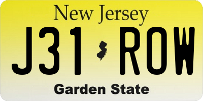 NJ license plate J31ROW