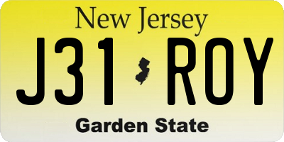 NJ license plate J31ROY