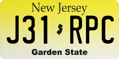 NJ license plate J31RPC