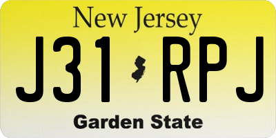 NJ license plate J31RPJ