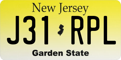 NJ license plate J31RPL
