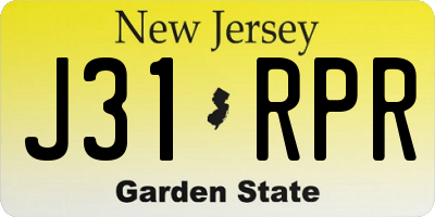 NJ license plate J31RPR