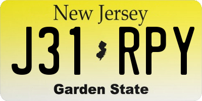 NJ license plate J31RPY