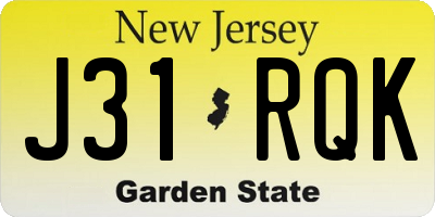 NJ license plate J31RQK