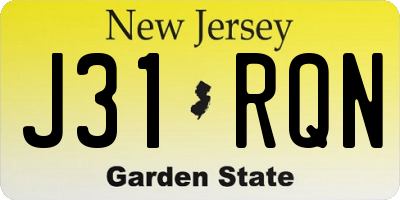 NJ license plate J31RQN
