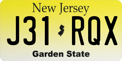 NJ license plate J31RQX