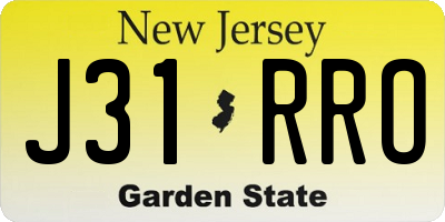 NJ license plate J31RRO