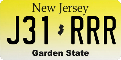 NJ license plate J31RRR