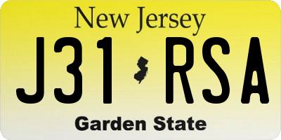 NJ license plate J31RSA