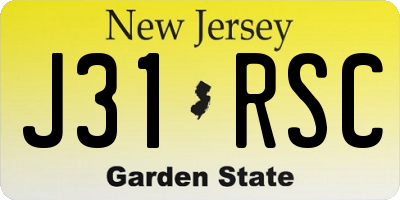 NJ license plate J31RSC