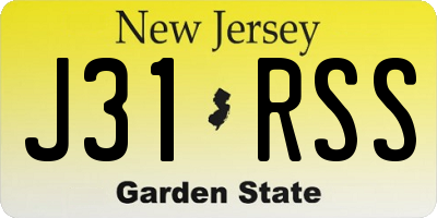 NJ license plate J31RSS