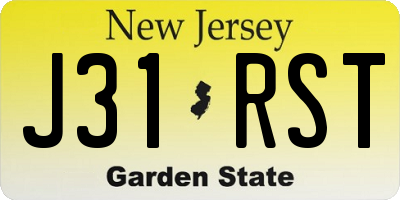 NJ license plate J31RST