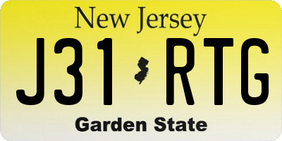 NJ license plate J31RTG