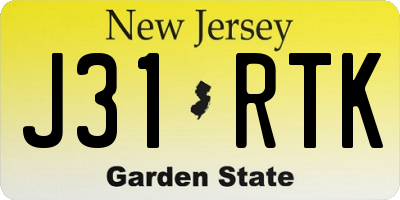 NJ license plate J31RTK