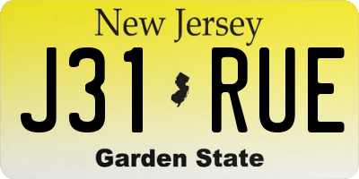 NJ license plate J31RUE