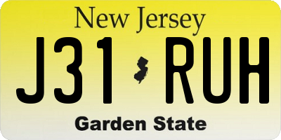 NJ license plate J31RUH