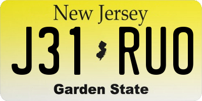 NJ license plate J31RUO